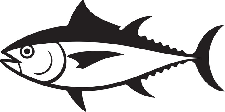 Black and white illustration of a tuna fish