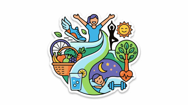 A collage illustrating a healthy lifestyle with diverse elements