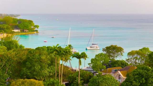 A sunset drone clip in Barbados with a zoom lens shot in 4k