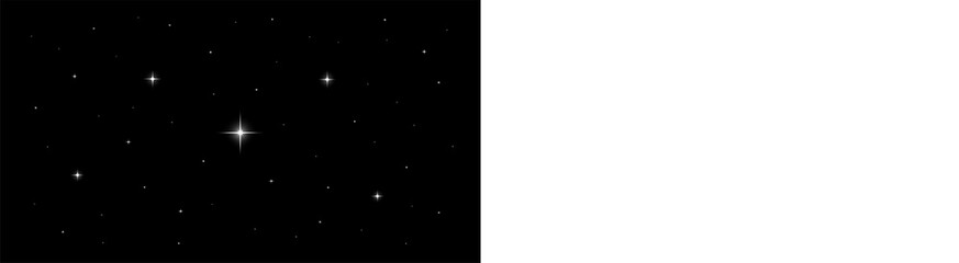 Scattered white stars and twinkling flares on transparent grid for galaxy space exploration and astronomical themes. © Alema360