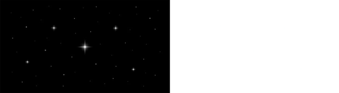Scattered white stars and twinkling flares on transparent grid for galaxy space exploration and astronomical themes.