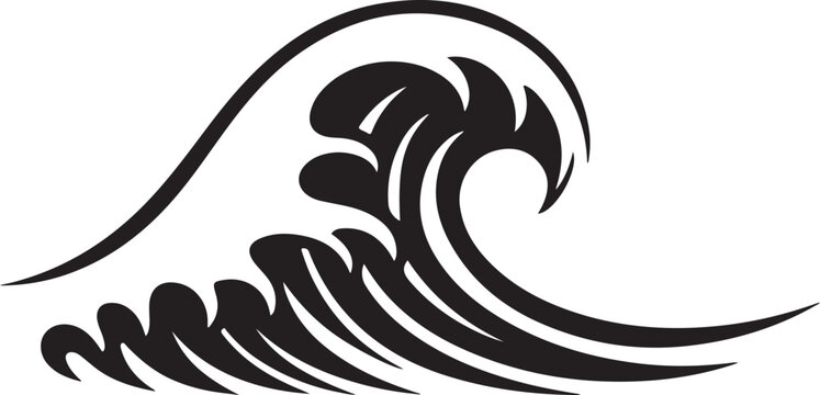 Large black wave illustration in motion
