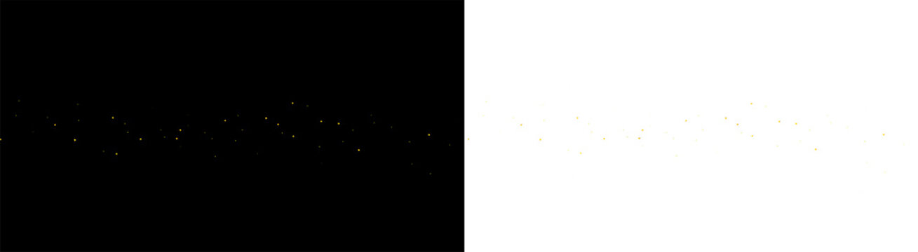 Seamless animated loop of tiny yellow gold dust particles falling against transparent backdrop.