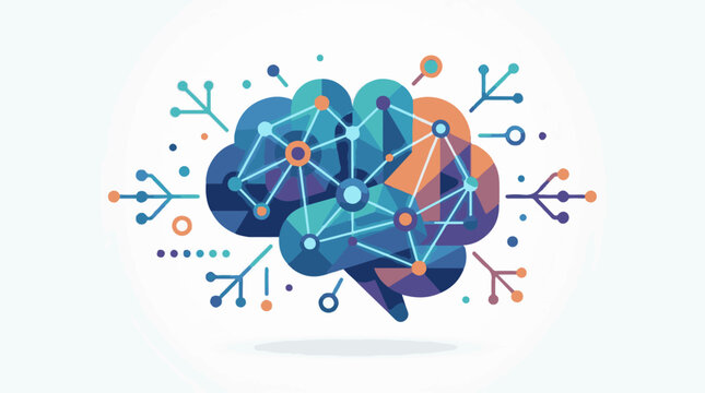 A colorful brain with a network of connections and nodes