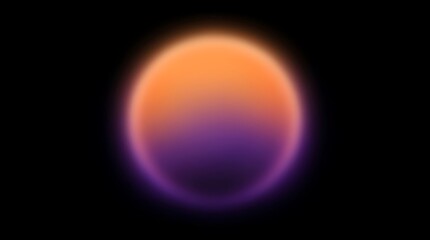 Naklejka premium Abstract luminous sphere with vibrant orange and purple gradient glow against black background, representing energy, creativity, and cosmic phenomenon.