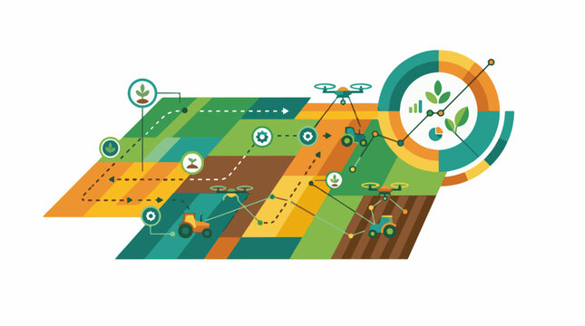 Smart farming with drones and tractors optimizing crop growth