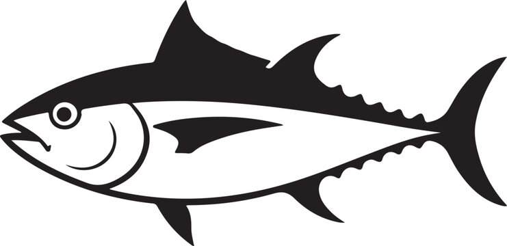 Black and white tuna fish illustration