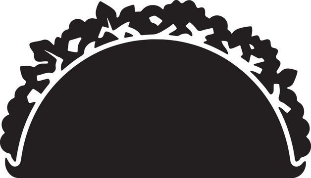 Mexican taco silhouette vector icon with shell and toppings for fast food menu design and restaurant branding isolated on transparent background.