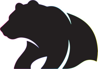 Fototapeta premium Grizzly bear silhouette vector icon minimalist wild animal logo side profile illustration