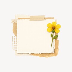Fototapeta premium Vintage paper with yellow flower