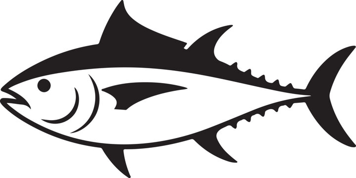 Black and white tuna fish vector illustration