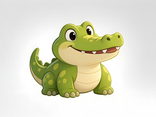 Fototapeta premium Cute Cartoon Baby Alligator in Flat Design Style