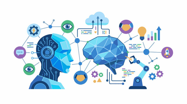 A stylized illustration of a human head and brain