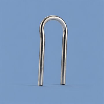 U shaped metal cotter pin isolated on blue background
