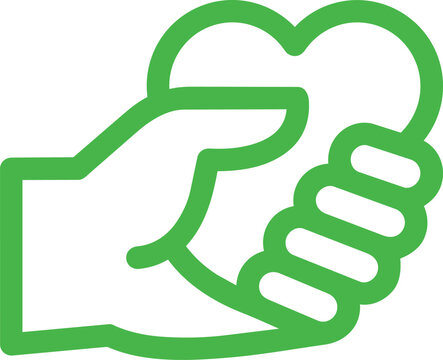 Modern Outline Hand Drawn Heart Shape Icon Held in Open Palm Symbol