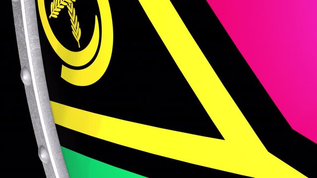 Metallic Shield Transitions with the National Flag of Vanuatu