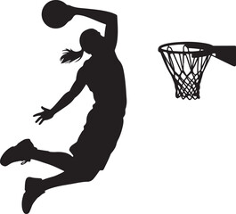 Basketball player dunking silhouette vector art © Soriyea