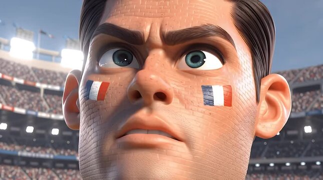 Intense Facial Close Up with Painted Stripes in Bright Lighting