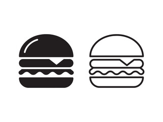 Fototapeta premium Black and white hamburger icon set for fast food restaurant and menu design Vector