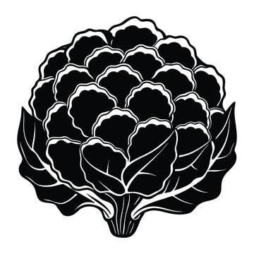 Minimal cauliflower vegetable silhouette isolated vector design for grocery logo packaging and healthy lifestyle concept