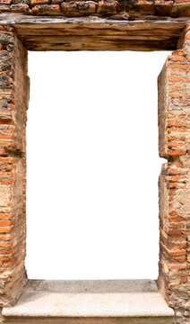 Blank Old antique brick window frame, for photo compositing, Old antique brick window frame with png file.