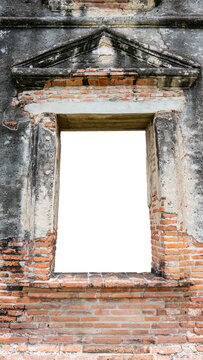 Blank Old antique brick window frame, for photo compositing, Old antique brick window frame with png file.