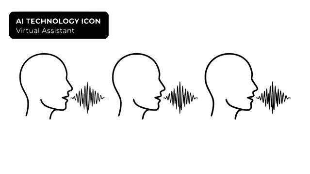 Ai virtual assistant voice recognition technology icons with artificial, intelligence