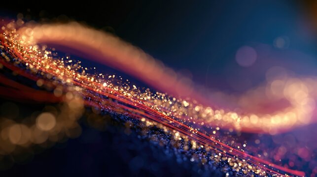 Une ligne brillante parsem&eacute;e de paillettes dor&eacute;es qui traverse l'image