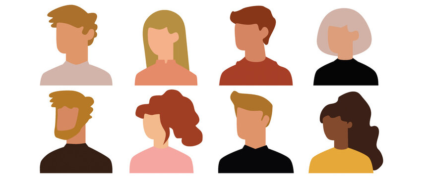 Flat illustration. Avatar, user profile, face icon, gender neutral silhouette, profile picture. Suitable for social media profiles, icons, splash screens and as a template.