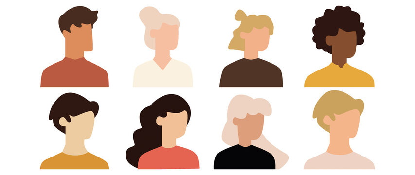 Flat illustration. Avatar, user profile, face icon, gender neutral silhouette, profile picture. Suitable for social media profiles, icons, splash screens and as a template.