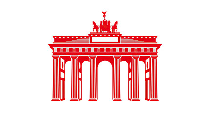 Brandenburg Gate illustration, Berlin landmark, iconic architecture, red silhouette © fufu