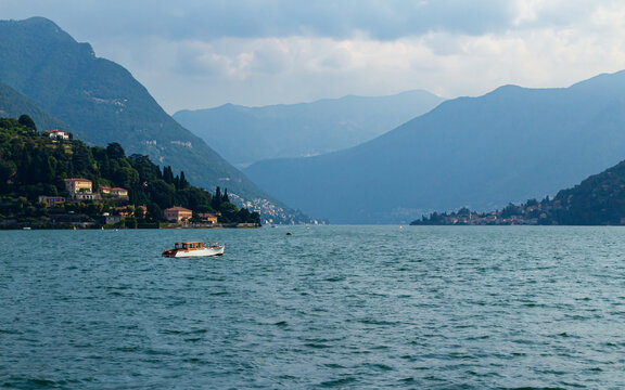 Boat View of Lake Como Near Como, Lombardy, Italy