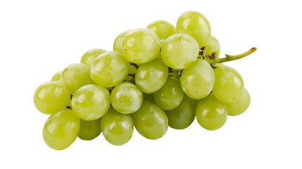 Fresh green grapes cluster with stem, isolated on transparent background © Emilia