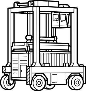 Straddle carrier outline illustration for port logistics