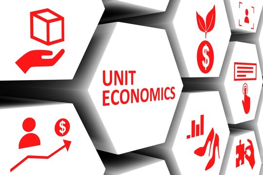 UNIT ECONOMICS concept cell background 3d illustration