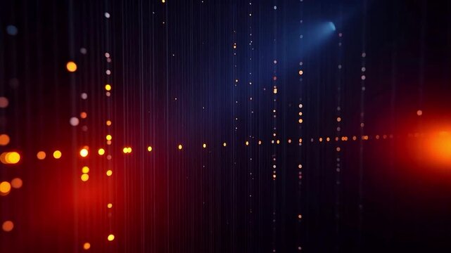 ​Abstract background of vertical glowing orange and blue light particles in a dark digital space representing network connectivity, server data, and futuristic technology.
