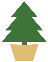 Fototapeta premium Potted Christmas Tree Vector Illustration