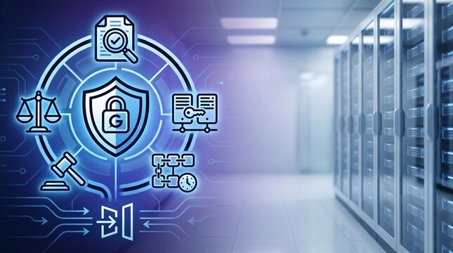 Zero Trust Cybersecurity Concept with Server Room Background