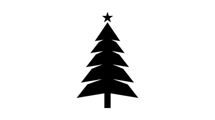 Fototapeta premium Black Christmas tree icon, minimalist holiday symbol, simple evergreen silhouette, vector Christmas decoration