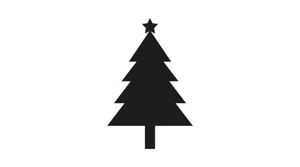 Obraz premium Black Christmas tree icon, minimalist holiday symbol, simple vector graphic, festive decoration element