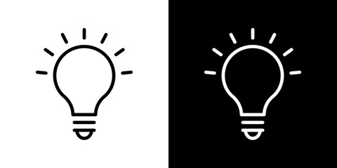 Light Bulb Outline Icon Set. Innovation, Creativity, And New Ideas Symbol Collection. Brightness And Inspiration Concept. Editable Stroke. Isolated Vector Illustration © Toxa2x2