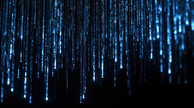 Abstract blue digital rain effect