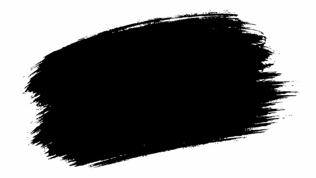 A wide black paint brush stroke with textured edges and a slight curve, isolated on a white background, for use in, artistic compositions
