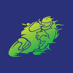 Fototapeta premium Motorcycle Sport Bike Race Athlete Stylized fiery Silhouette in Dynamic Pose Vibrant Gradient Vector