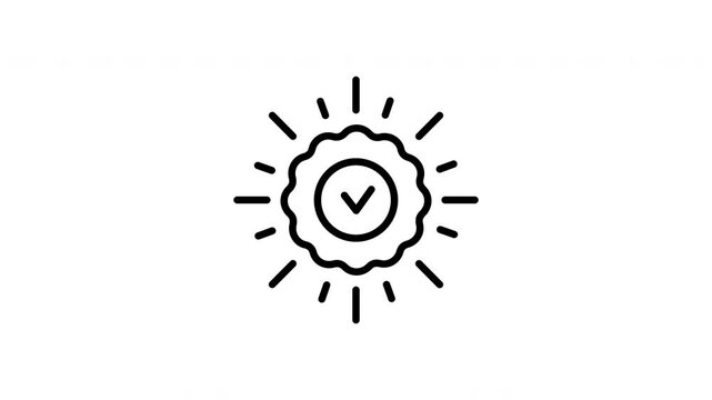Award Badge With Checkmark Animated Icon With Alpha Channel. Quality Assurance, Certification, And Achievement Recognition Motion Graphic. Success And Approval