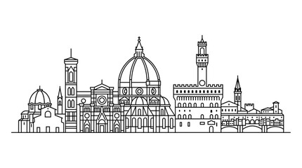 Fototapeta premium Florence Skyline Outline - Italy Landmark Vector Illustration