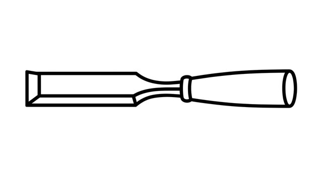Black and white chisel illustration on white background.