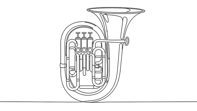 Black and white line drawing of a euphonium musical instrument.