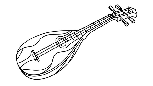 Black and white line drawing of a mandolin instrument.
