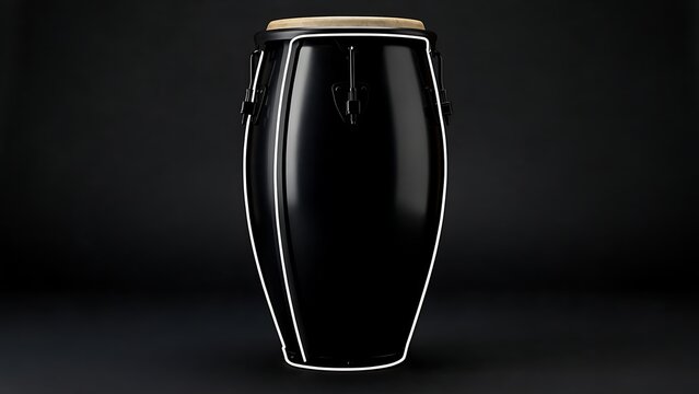 Black conga drum isolated on white background.